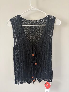 Cider Crochet Tie Front Top